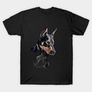 Doberman Fractalius Modern Portrait Pincher Lover T-Shirt